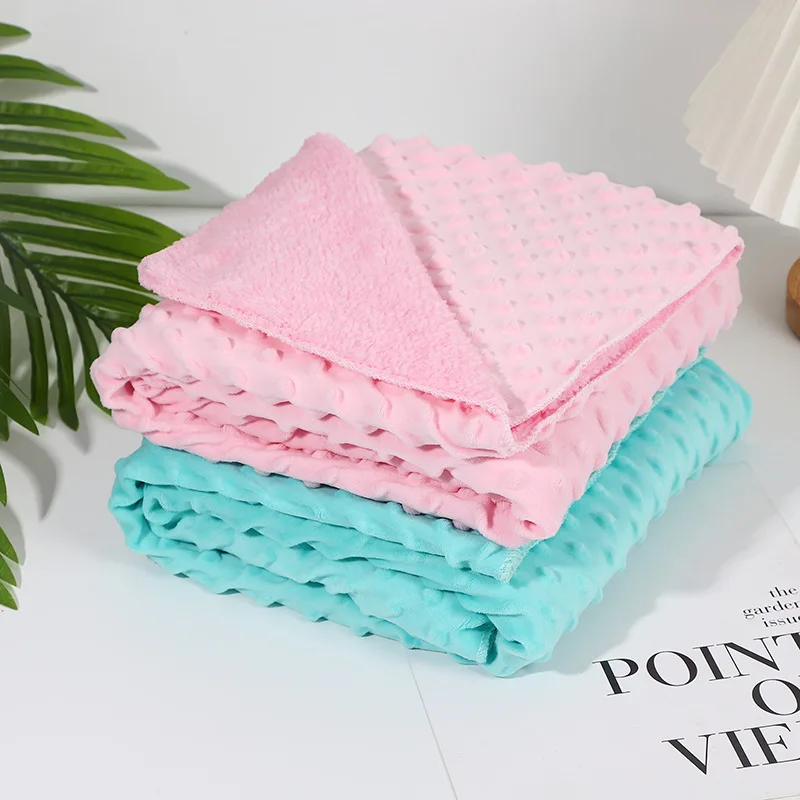 Minky Baby Blanket Solid Color Crystal Velvet Bean Blanket Double Layer Super Soft Kids Swaddle Blanket Quilt