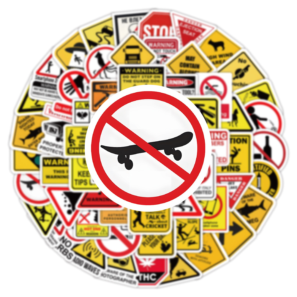 10/50/100PCS Warnung Muster Zeichen Aufkleber Pack DIY Skateboard Motorrad Koffer Schreibwaren Aufkleber Dekor Telefon Laptop spielzeug