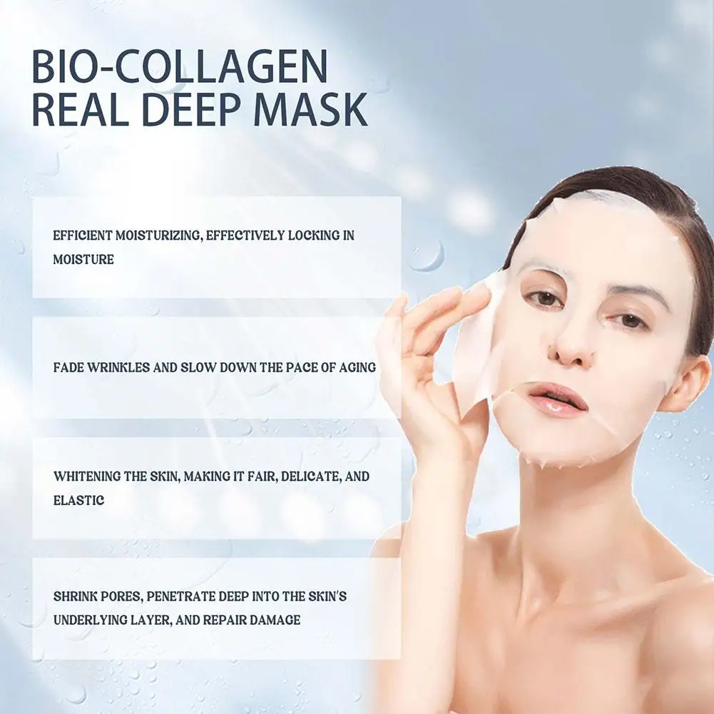 Bio colágeno Real máscara profunda reduce los poros hidratación profunda mascarilla facial durante la noche hidratante refrescante brillo cuidado de la piel facial