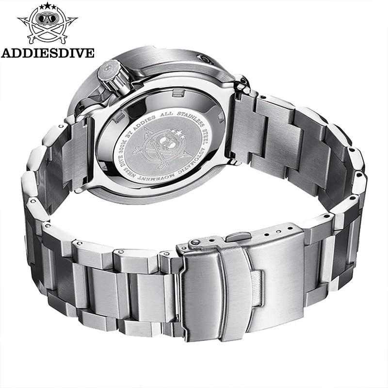 ADDIESDIVE นาฬิกาจักรกลอัตโนมัติชายอเมริกันสแตนเลสป้องกันรอยขีดข่วนนาฬิกาดําน้ํากันน้ําธุรกิจนาฬิกาพักผ่อน