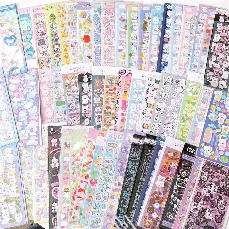 10 pcs/20 pcs/30 pcs/40 pcs สุ่มสติกเกอร์เลเซอร์ตกแต่ง Kawaii อัลบั้มสติกเกอร์เกาหลีเครื่องเขียน DIY วัสดุ