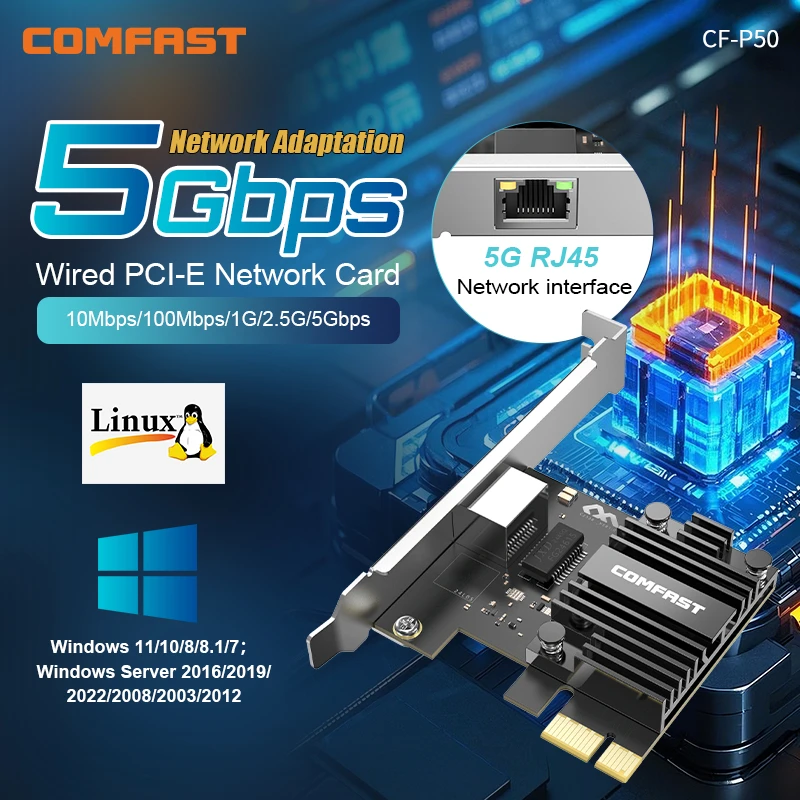 НОВАЯ сетевая карта 5G PCIE RTL8126-VB-CG чип Gigabit Ethernet PCI Express 3.1 X1 к RJ45 PCI-E LAN NIC 5000 Мбит/с 5 Гбит/с для настольных ПК
