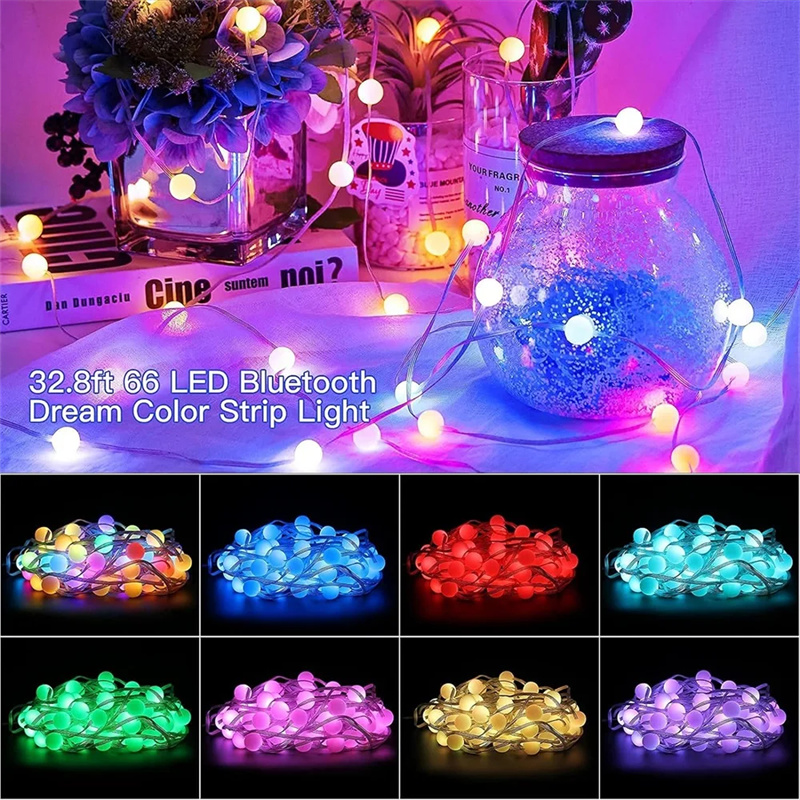 Bluetooth USB LED String Licht RGBIC Runde Girlande Licht Smart Farbwechsel Garten Lichter String Für Home Festival Decor