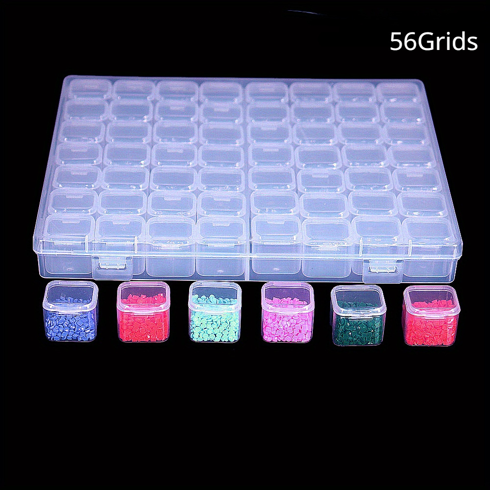 1 Satz 28/56 Gitter, DIY-Diamant-Malwerkzeug, Schmuck-Nagel-Organizer für lose Perlen, unabhängiger Reisperlen-Aufbewahrungsbehälter, Mul