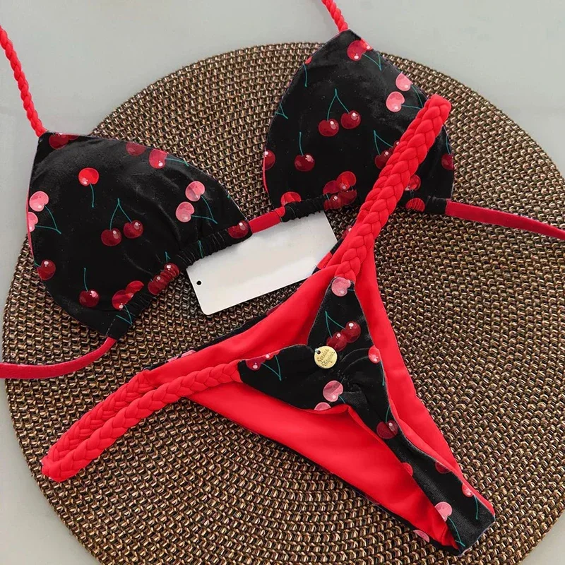 Maillots de bain femmes imprimé léopard Sexy Bikini ensemble rayé maillots de bain été maillot de bain deux pièces string maillot de bain Biquinis