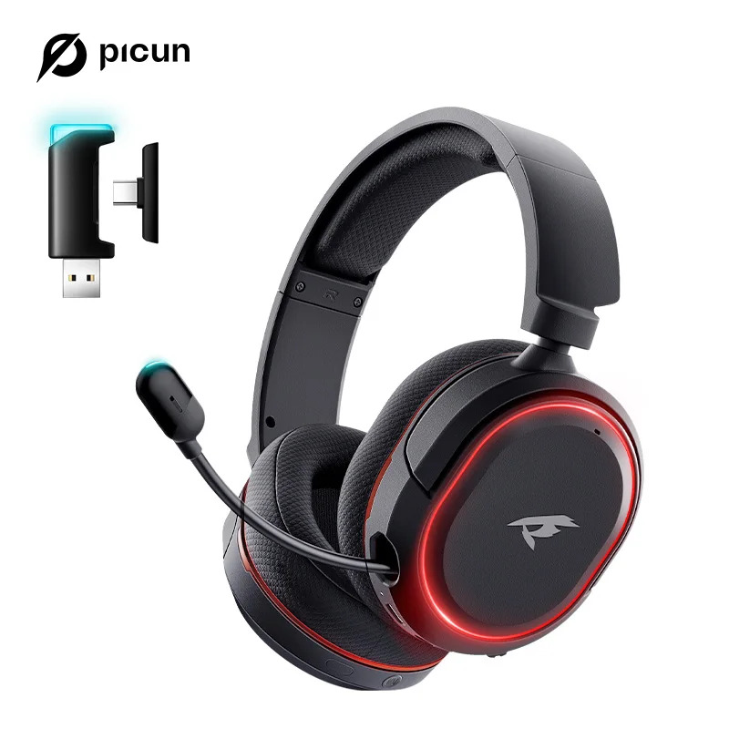 Picun g2 2.4g sem fio gaming headset bluetooth fones de ouvido 5ms baixa latência 7.1 surround enc microfone para pc ps4 ps5 telefone interruptor