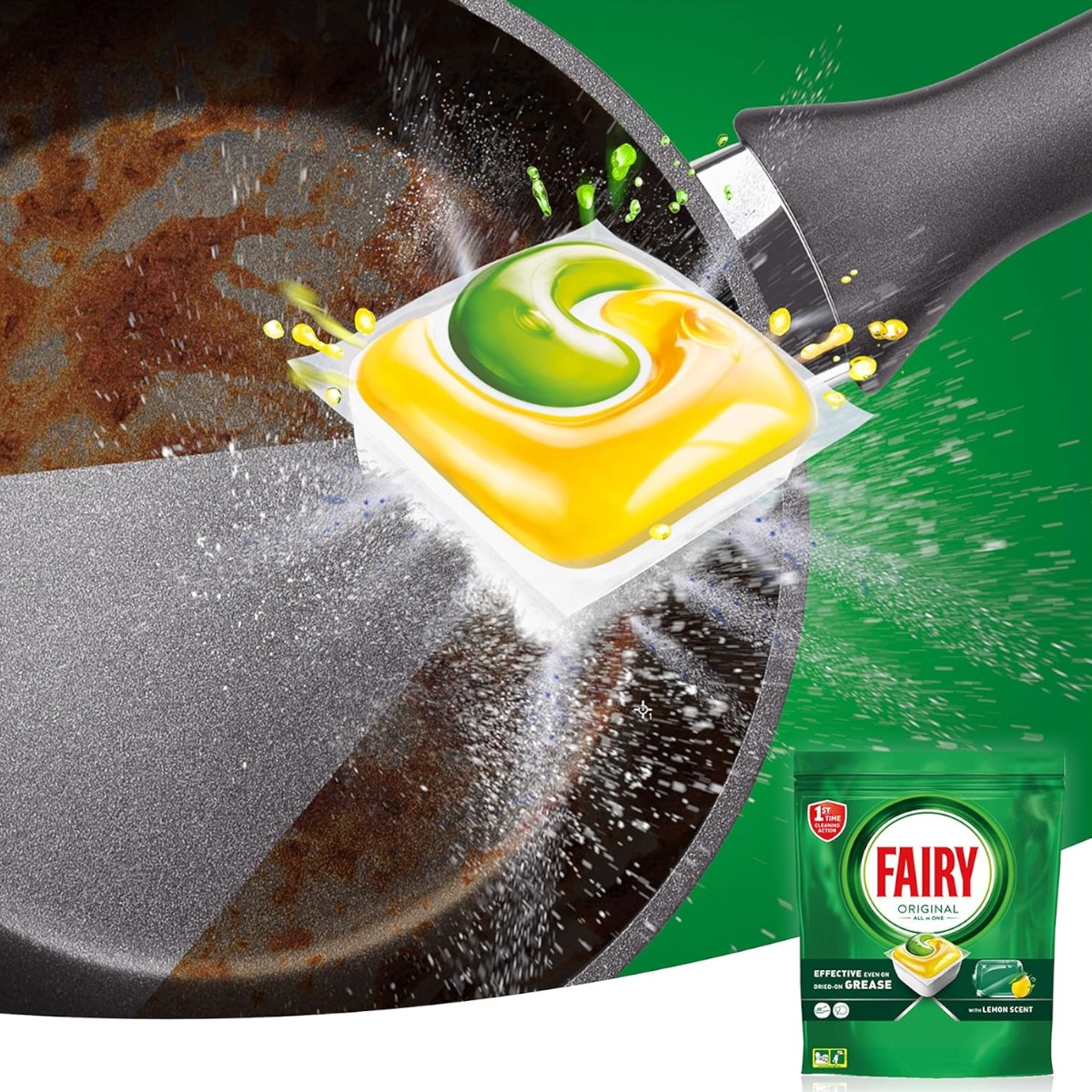 Fairy Platinum Plus All in One 150 pastilhas para máquina de lavar louça, 2x1 Savings Pack, total de 150 cápsulas, limpeza profunda e brilho extra, fragrância de limão