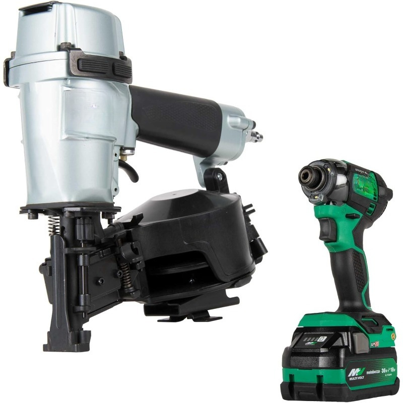 Pneumatic Roofing Nailer + 18V Impact Driver Pro Bundle Kit, 1-3/4-Inch Coil Roofing Nailer with BONUS