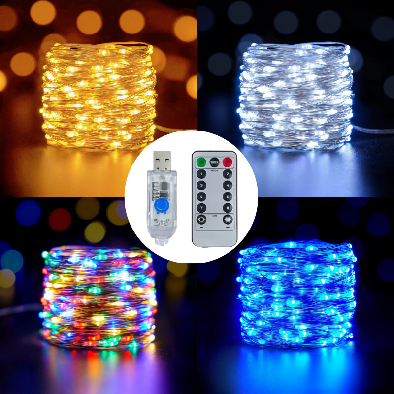 LED Wasserdichte Fernbedienung Kupferdraht 5M/10M/20M/30M USB 8 Modi String Fairy Licht für Party Neujahr Weihnachten Weihnachten Dekoration