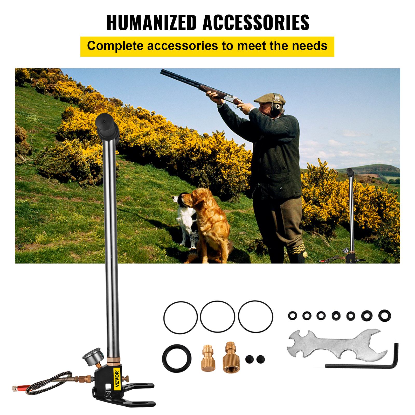 VEVOR 3 Stage PCP Pomp + Manometer 4500PSI Band Kajak Bal Opblaasbaar Luchtpistool Vullen Stijgbeugel Hogedruk Handpomp