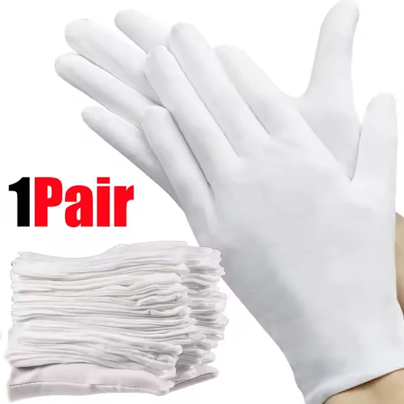 1 paar Weiße Baumwolle Handschuhe Männer Formale Smoking Uniform Handschuhe Honor Guard Parade Zeremonie Kostüm Cosplay Münze Schmuck Butler Handschuh