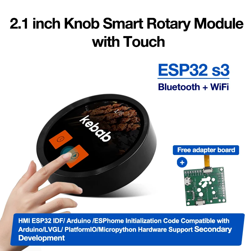 Smart Home ESP32 S3 WiFi Bluetooth 2,1 pulgadas 480*480 táctil perilla de empuje Circular IPS LCD módulo de pantalla TFT para ardui-no