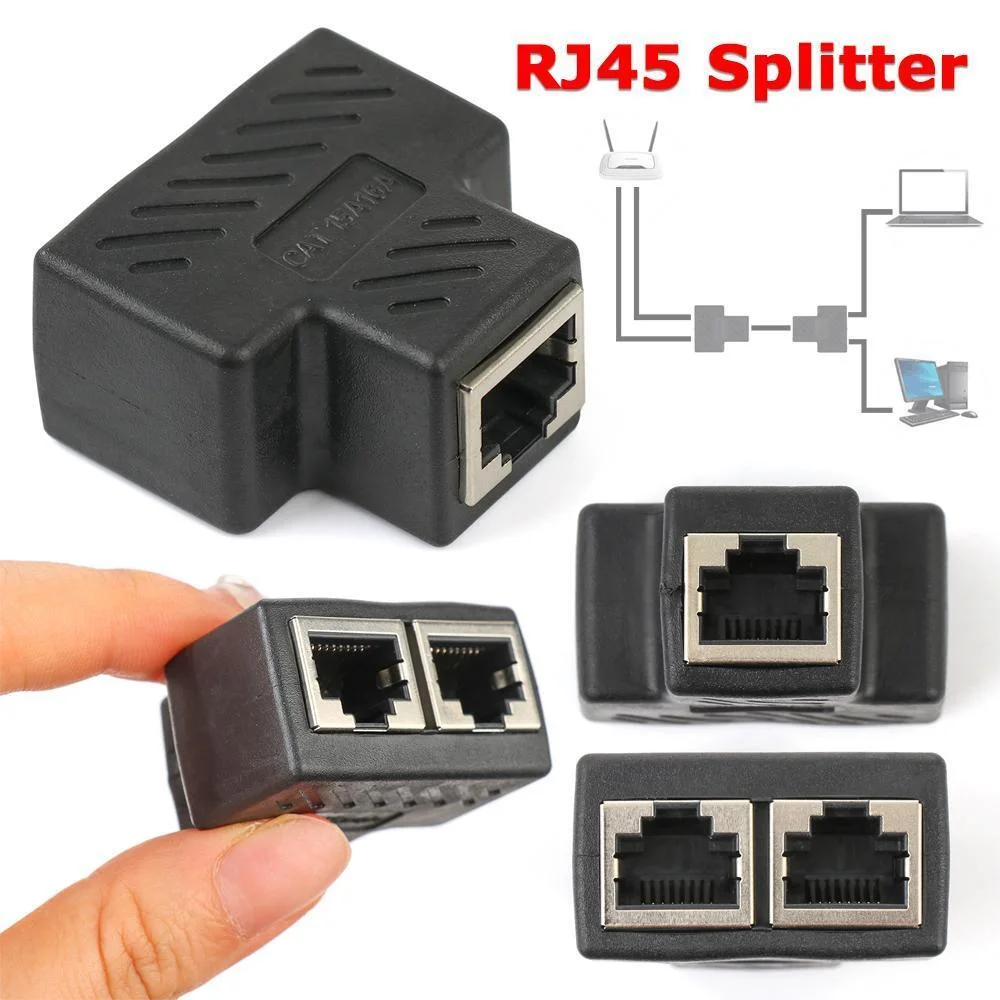 8P8C อะแดปเตอร์เชื่อมต่อเครือข่าย RJ45 ผู้จัดจําหน่าย Ethernet 1-on-2 ปลั๊ก Expander (เสียบใช้ 2 ร่วมกัน)