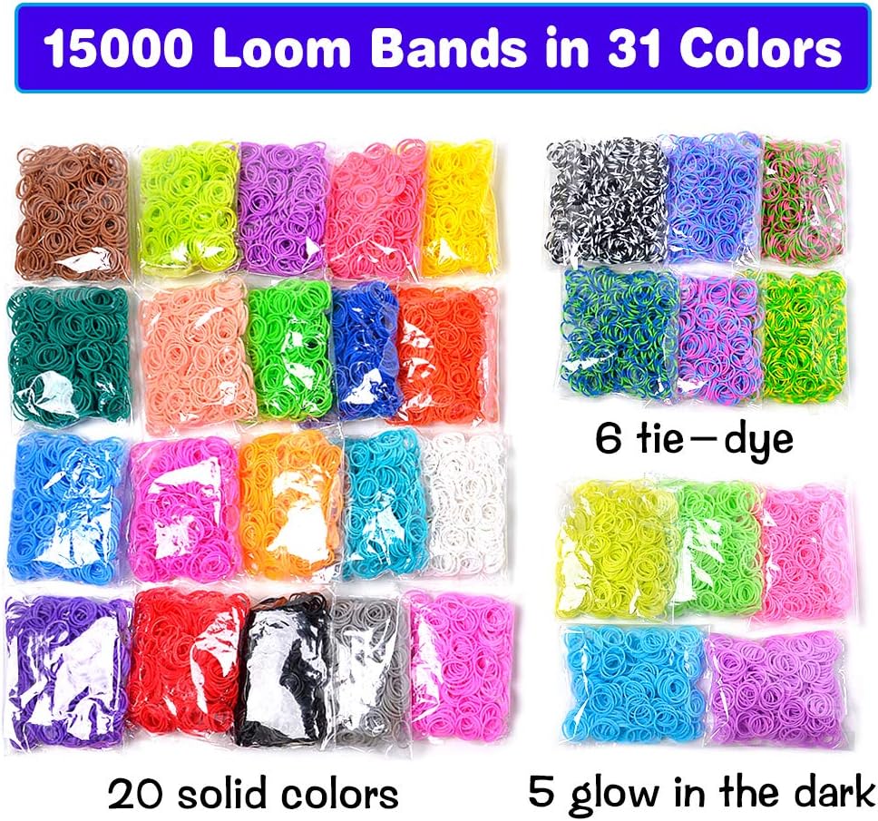 600 stks + Loom Rubberen Band Refill Kit in 31 Kleuren Armband Maken Kit voor Kinderen Weven DIY Crafting Gift met Loom Bands Speelgoed