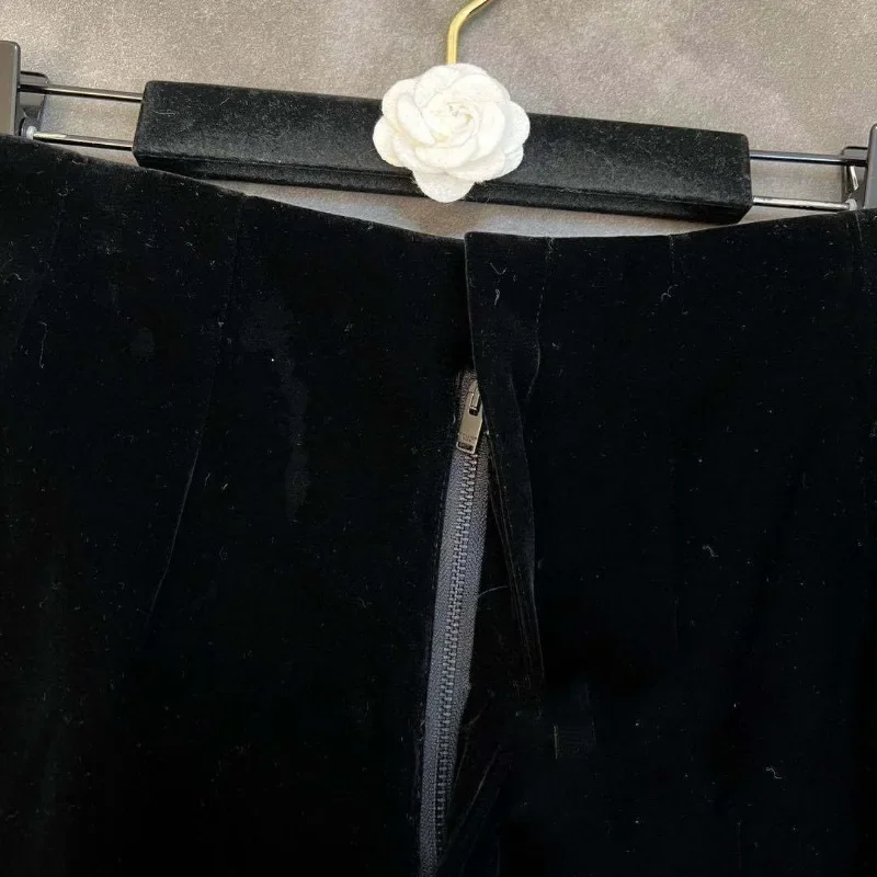 블랙 스키니 반바지 여성 지퍼 플라이 하이 웨스트 바지 뜨거운 여자 유럽 Y2k 성격 패션 가을 숙녀 섹시한 빈티지
