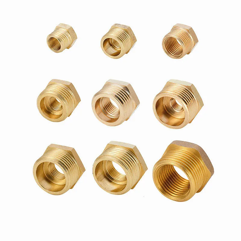 Adaptador de latão encaixe bsp reduzindo bucha hexagonal macho para fêmea conector combustível água gás óleo 1/8 "1/4" 3/8 "1/2" 3/4 "1"
