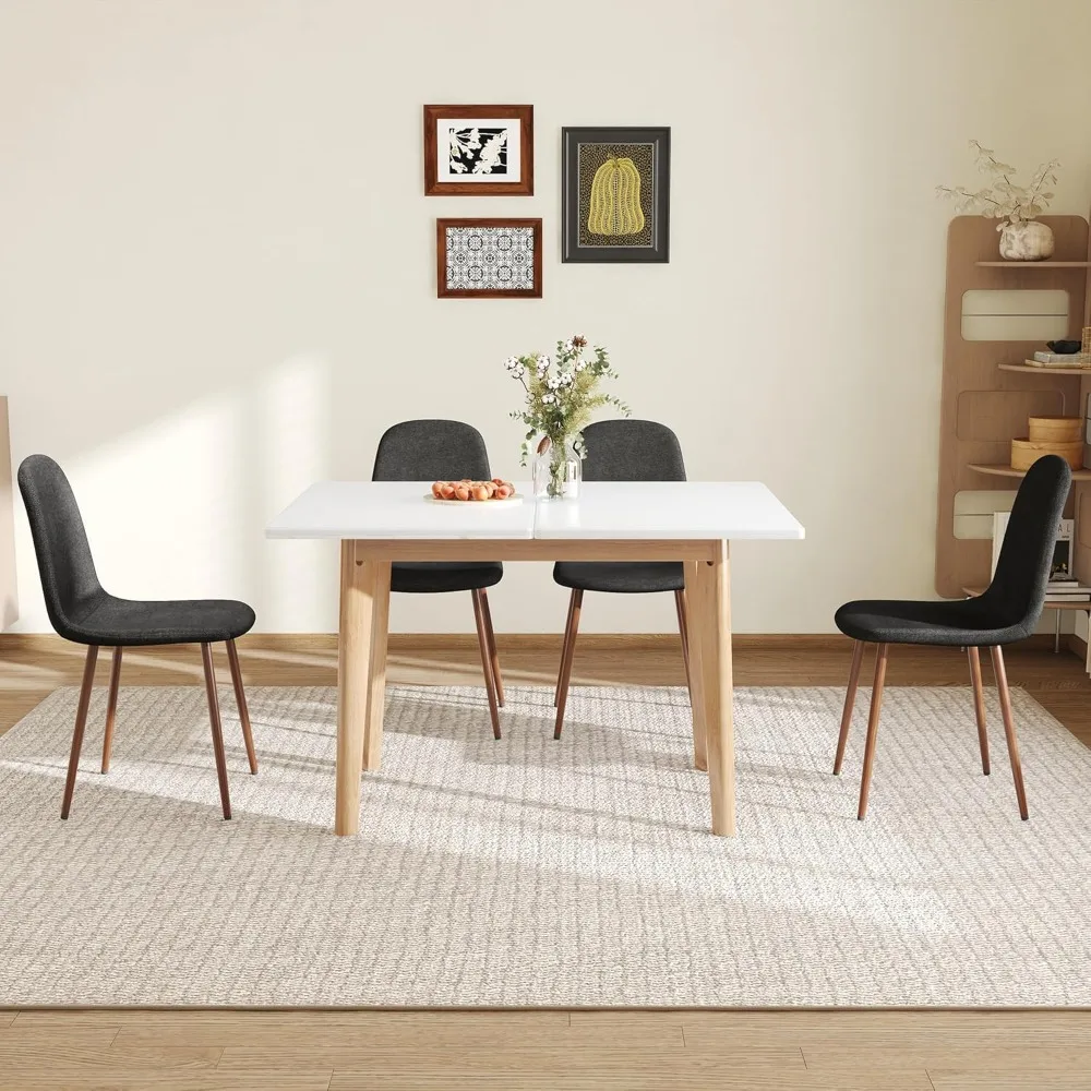 5 Piece Dining Table Set,Folding Dining Table with Chairs Set,35.4-47.2" Small Kitchen Table Set for 4,Marble Dining