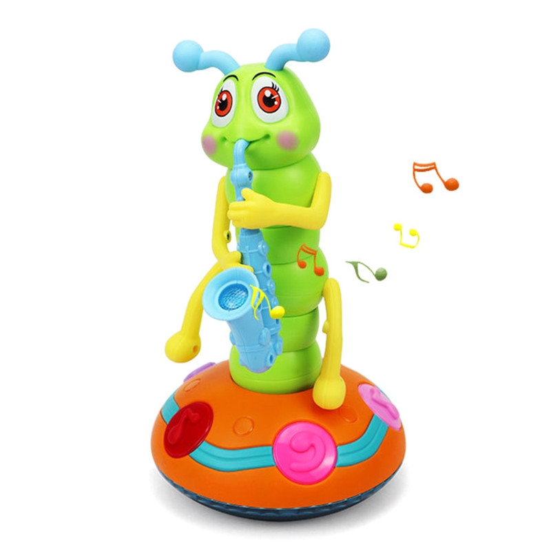 Dança musical saxofone lagarta brinquedo lanternas led divertido brinquedo de música elétrica para crianças presente perfeito para aprender playtime