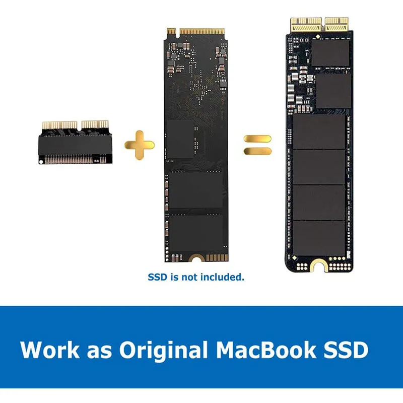 M.2-Adapter NVMe PCIe M2 NGFF-Adapter auf SSD für Upgrade MacBook Air 2013–2017 Mac Pro 2013 2014 2015 A1465 A1466 A1502 A1398