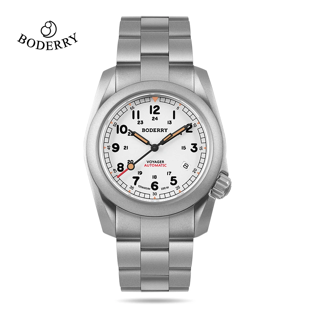 Reloj Boderry Voyager Field, reloj de pulsera de buceo automático de titanio, pulsera de titanio resistente al agua 100M, reloj con movimiento Seiko NH35 para hombres