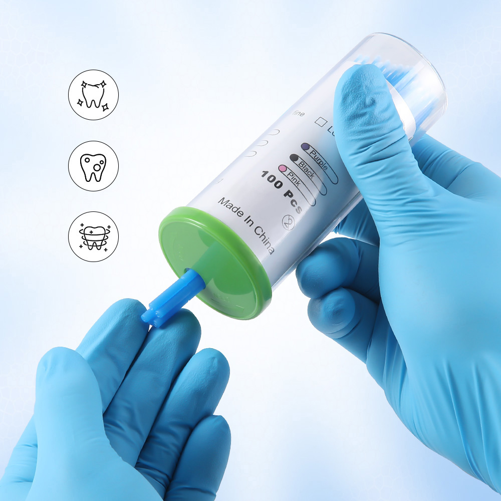 100 uds/barriles microcepillo Dental aplicadores desechables puntas Micro cepillo limpieza 1,2/1,5/2,0/2,5mm