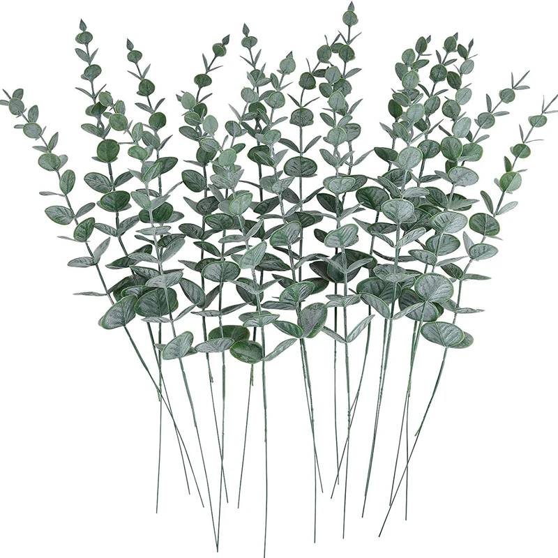 10/20/50 stücke Künstliche Eukalyptus Blätter Großhandel Gefälschte Pflanzen Vase Hause tisch Party Hochzeit Dekoration Outdoor Garten Weihnachten