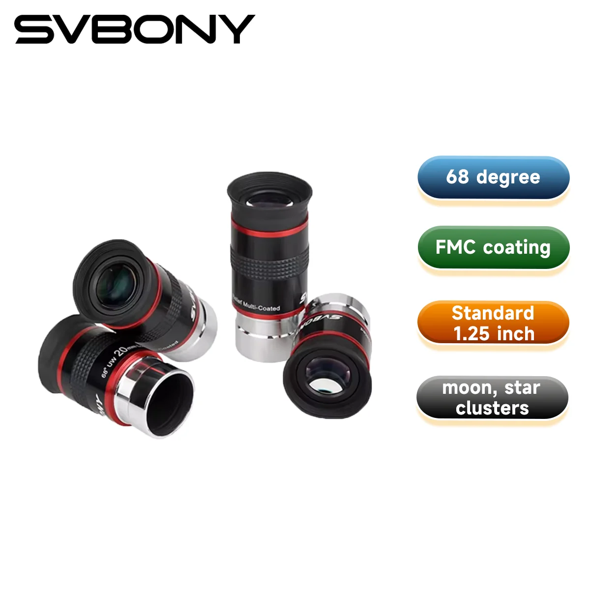 SVBONY Kính Viễn Vọng Kính 1.25 "68 Độ UWA Kính Bộ Cho Thiên Văn Kính Thiên Văn 6/9/15/20mm