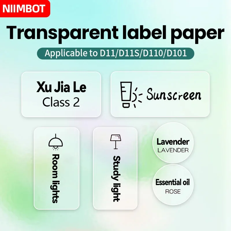 Niimbot D110/D11/D101/H1 โปร่งใสป้ายกระดาษเครื่องเขียนชื่อสติกเกอร์สติกเกอร์กันน้ําการ์ตูนถ้วยน้ําป้ายเครื่อง Prin