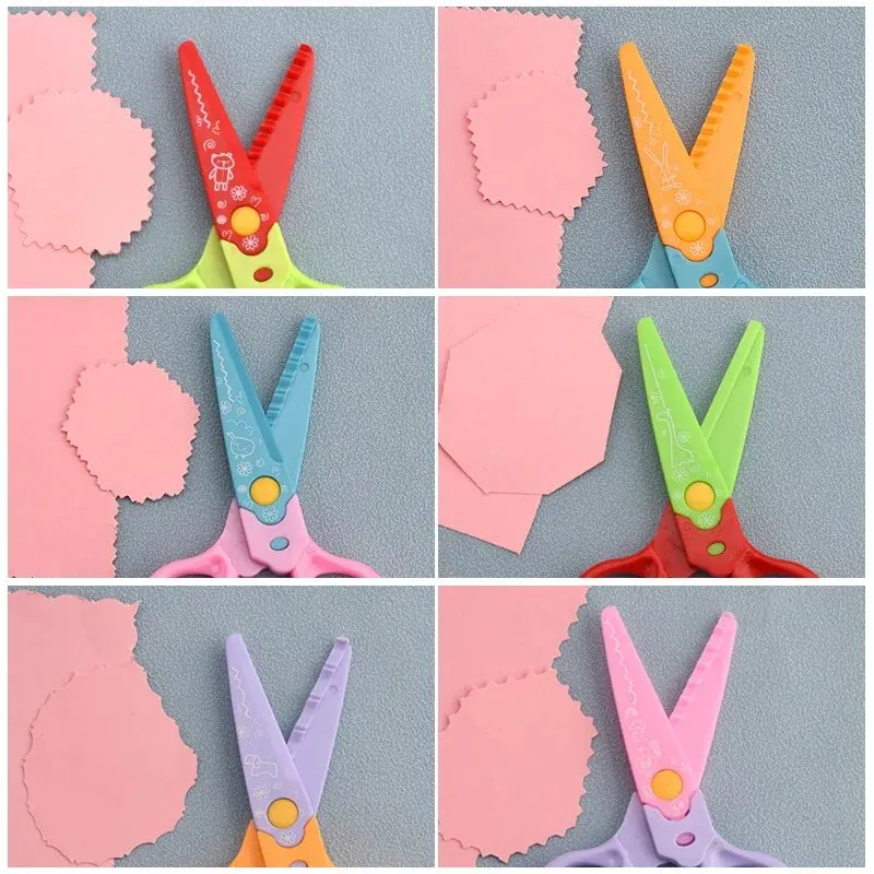 Creative And Cute Lace Scissors Can Be Changed Into 6-head Child Safety Diy Pattern Paper Cuttings Card Tool