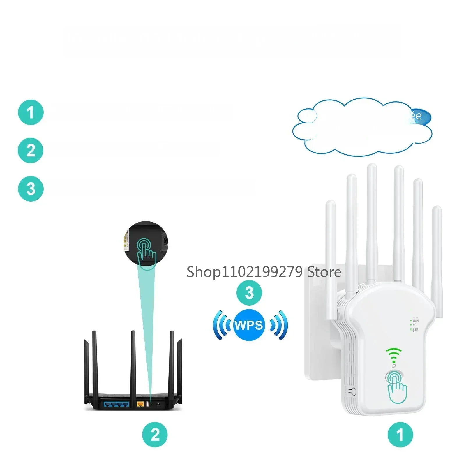 Repetidor de doble banda AC1200M amplificador de señal inalámbrico 5G extensor de alta potencia repetidor Wifi