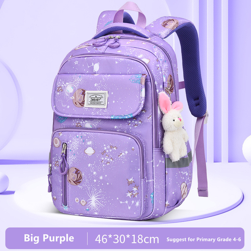 Mochila Escolar Kawaii para Meninas, Bolsa Escolar Primária para Estudantes, Rosa e Roxa Bookbag, Bolsa Escolar Primária, Presente Infantil