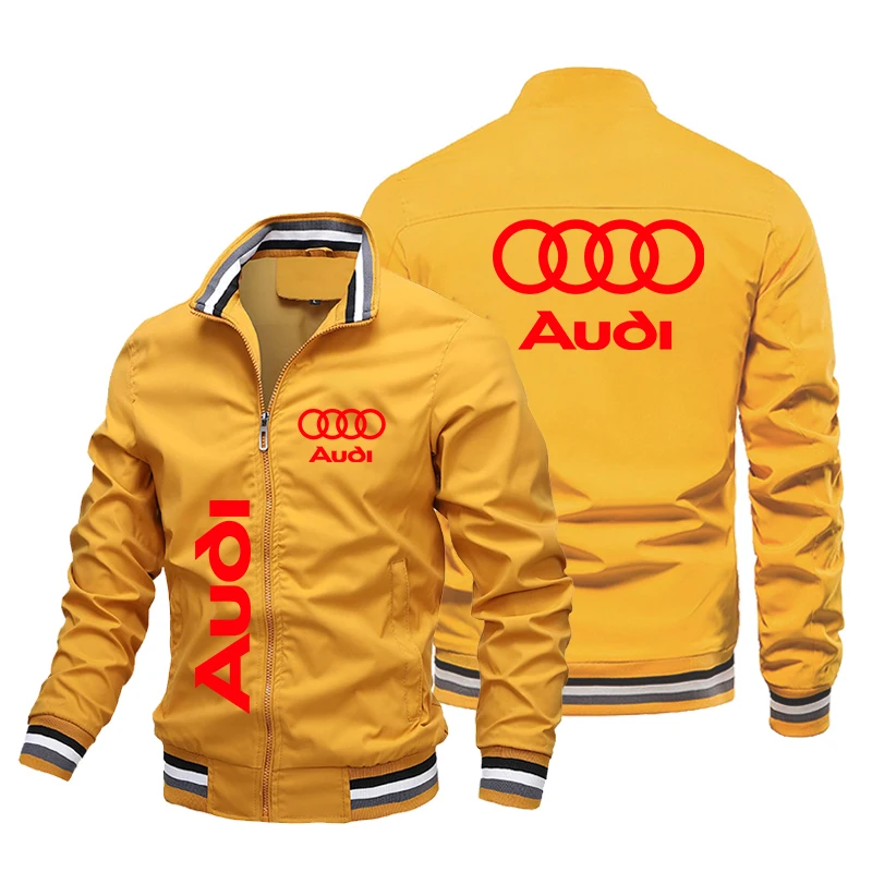 2025 Nieuwe Trendy Herenjas Audi Auto Logo Motorjas Aangepaste Auto Logo Racing Kleden Mannen Audi Kleding Biker Racing jas