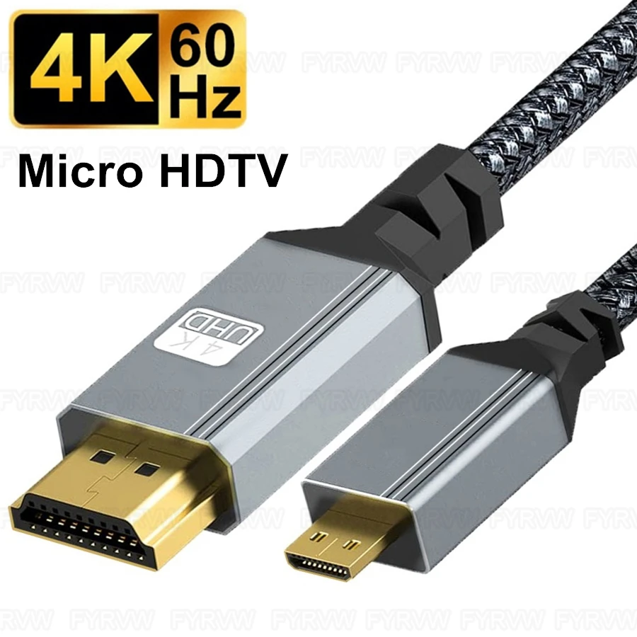 Cable Micro HDMI compatible con HDTV 4K para cámara GoPro Hero Raspberry Pi 4, Sony A6000, Nikon Yoga 3