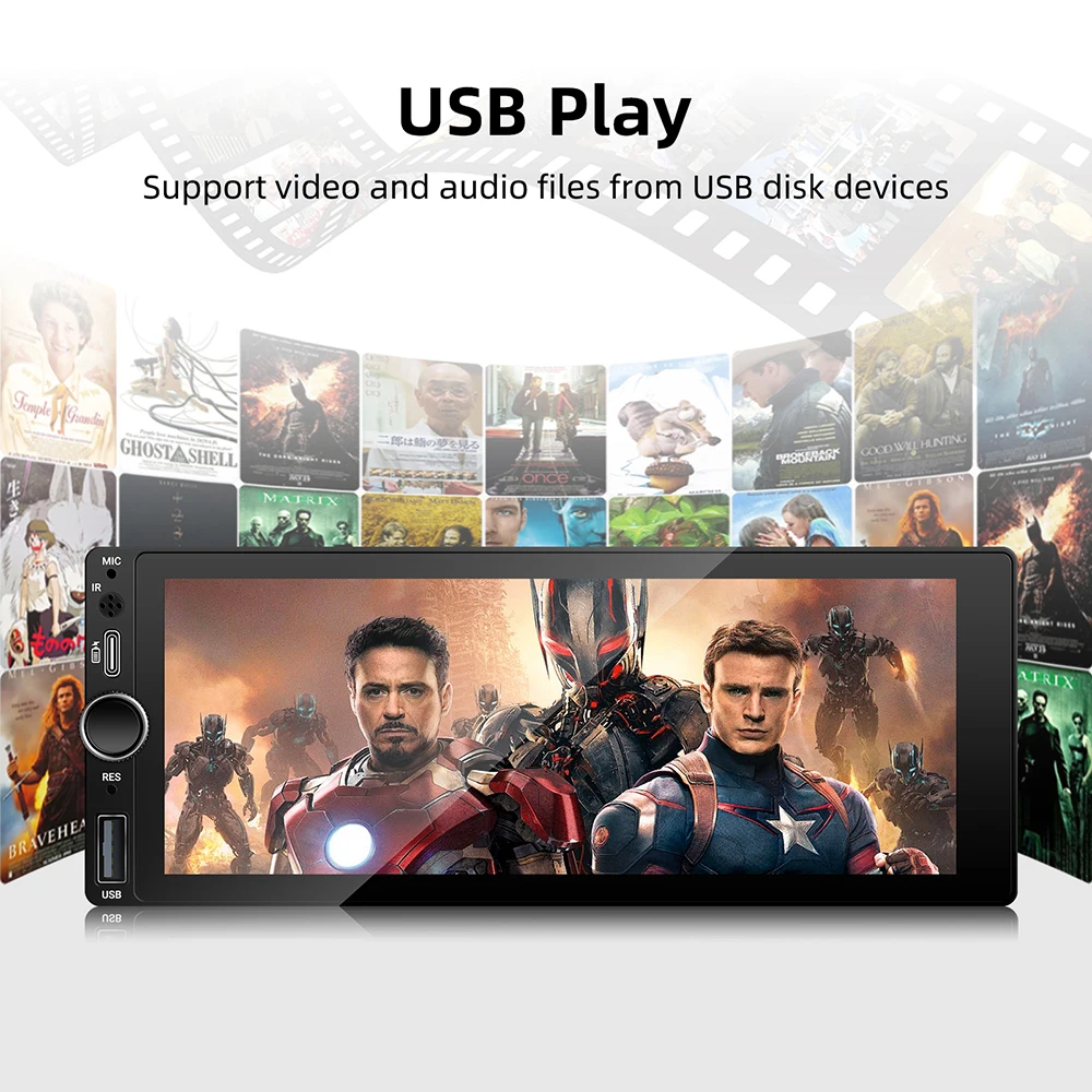 1din 6.86 polegada universal mp5 rádio do carro suporte sem fio carplay android auto aux usb bt tela de toque multimídia player vídeo