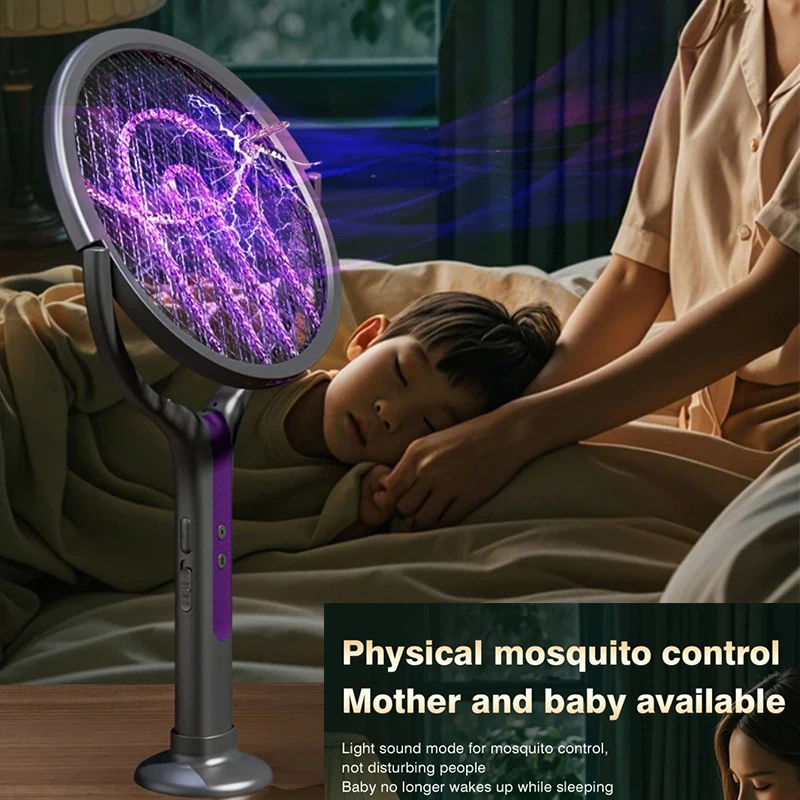 Matamoscas multifuncional 2 en 1, raqueta eléctrica retráctil, matamoscas USB recargable, electrodoméstico