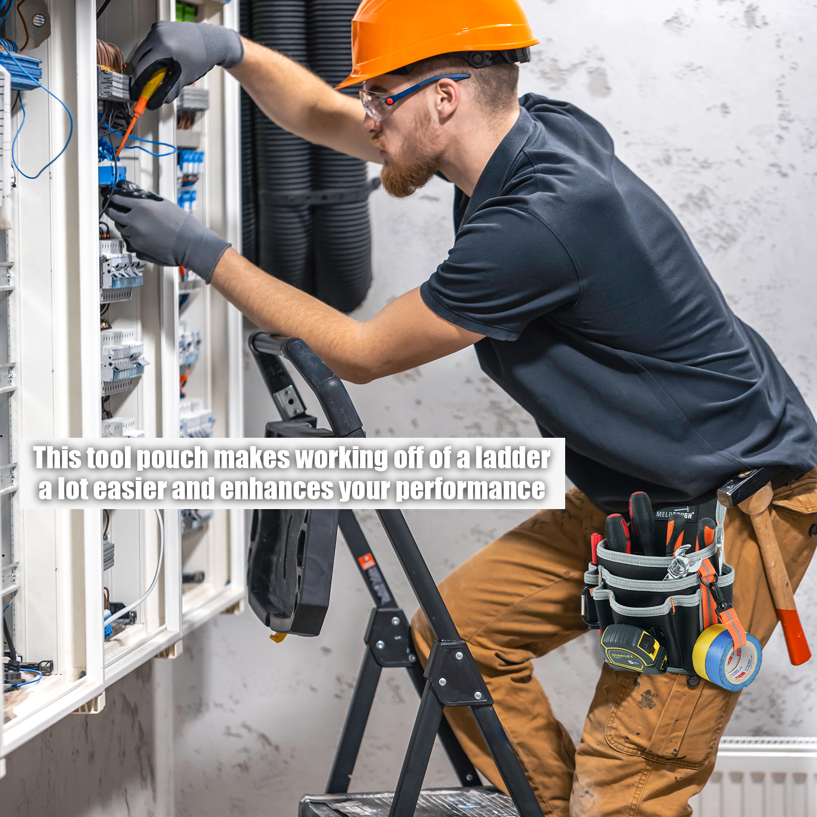 Kleine gereedschapstas voor elektriciens voor gereedschapsriem Gereedschapstas Gereedschapsholster met meerdere zakken, bouwzakje Gereedschapsorganizer