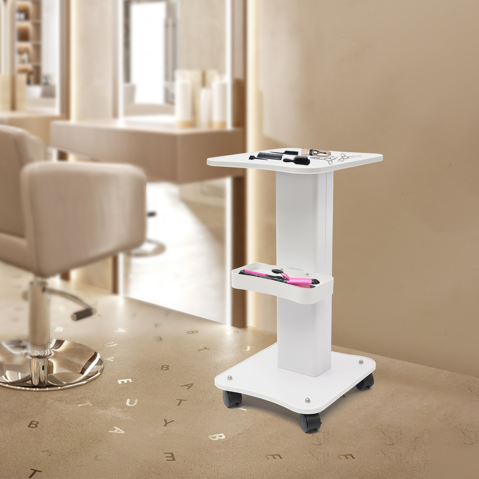 Carrello da tavolo per salone con carico massimo da 40 kg, carrello con rotelle, supporto per ruota di bellezza, spa