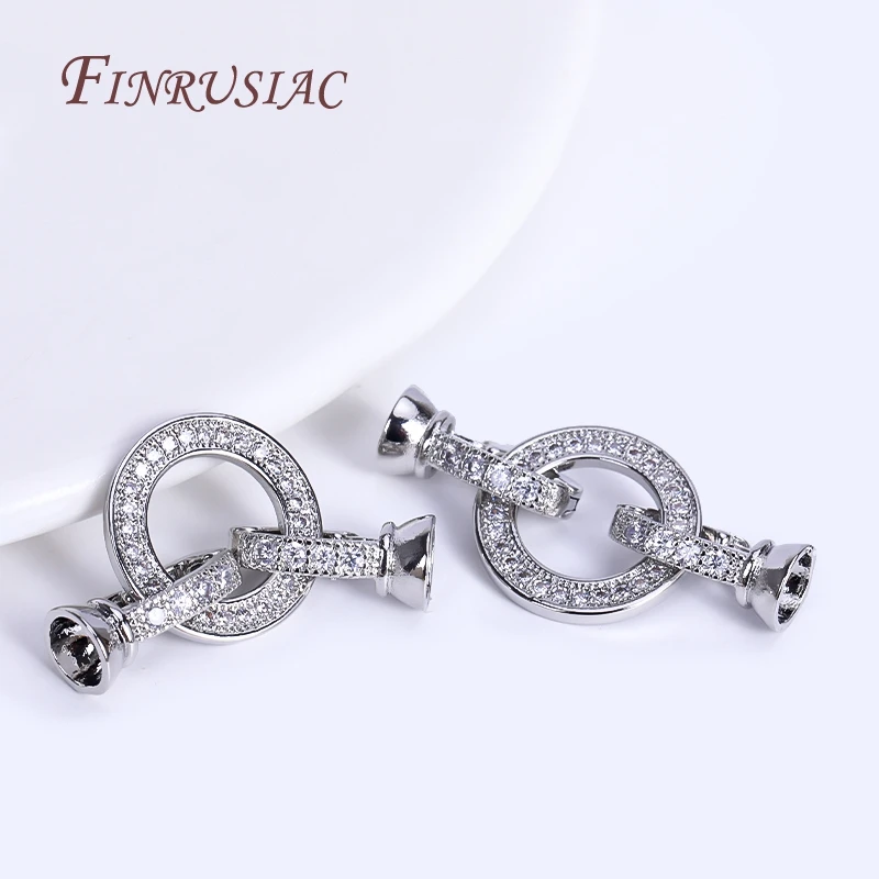 18K Gold PlatedฝังZirconปิดตัวยึดล็อคClaspsสําหรับสร้อยคอ,ลูกปัดClasps Fastener DIYเครื่องประดับมุกอุปกรณ์