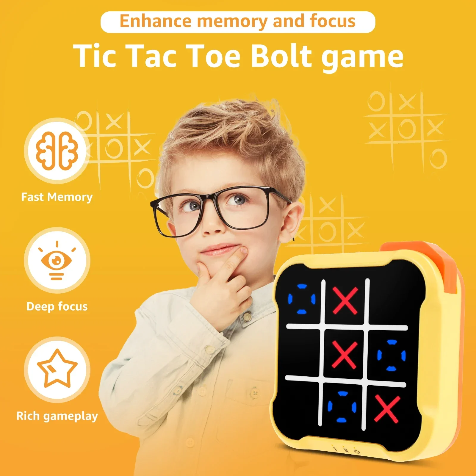 Tic Tac Toe เกมเด็กของเล่นอิเล็กทรอนิกส์ Noughts และ Crosses เกมการฝึกอบรมหน่วยความจํา Infinite แบบพกพาเกมสําหรับเด็กผู้ใหญ่