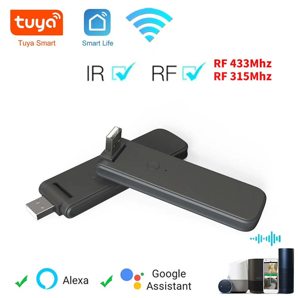 Tuya inteligente rf ir controle remoto wifi usb power casa inteligente para ar condicionado tv lg tv suporte alexa, google assistente de casa