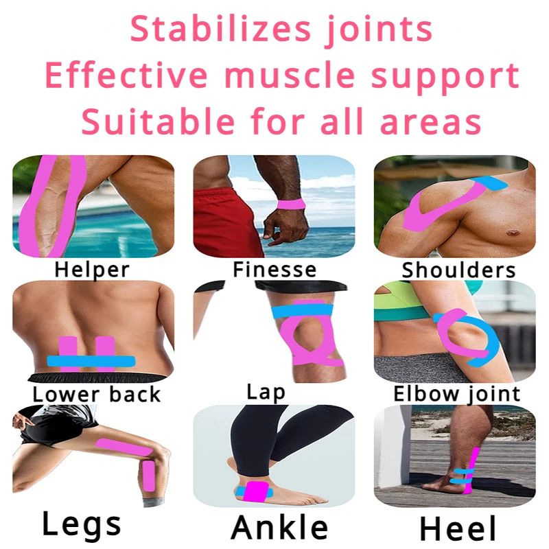 Nastro kinesiologico 2 dimensioni Bendaggio muscolare Nastro sportivo per alleviare il dolore muscolare al ginocchio, elastico in cotone, resistente agli urti