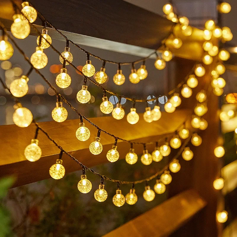 Lampki solarne w kształcie kulek, girlanda świetlna, zewnętrzne krople wody, wodoodporne, świąteczne lampki choinkowe, na patio, imprezę świąteczną
