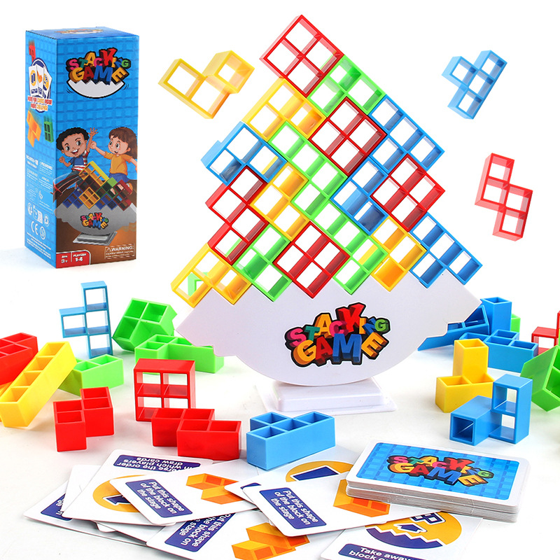 เกมซ้อนบล็อกตัวต่อไดโนเสาร์ของเล่นเกมปาร์ตี้ซ้อนบล็อก Tetris สูงเดสก์ท็อปบล็อกสมดุลซ้อนเกมกระดานปริศนา
