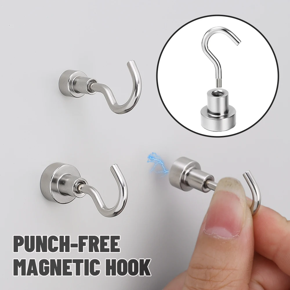 10/1PCS Metal Strong Magnetic Hook Wall-mounted Heavy-duty Magnetic Hook Key Hanger Home Kitchen Bathroom Accessories Magnet