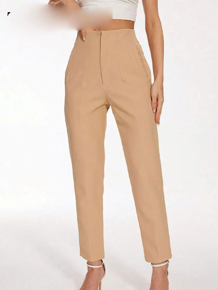 2024 Woman Solid Trouser High Waist Slim Zipper Fly Long Pants Female Wild Commute Office Lady Woman Pencil Pant Street