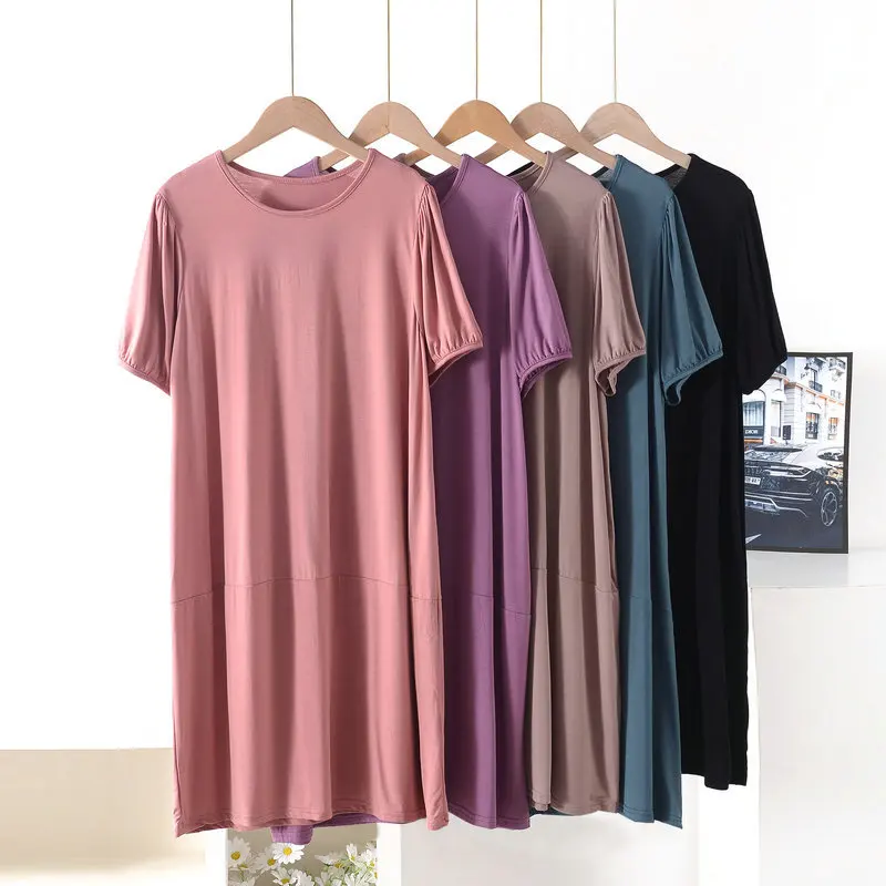 プラスサイズの夏の女性のルーズドレス半袖ソリッドカラーXLから8XLのドレス