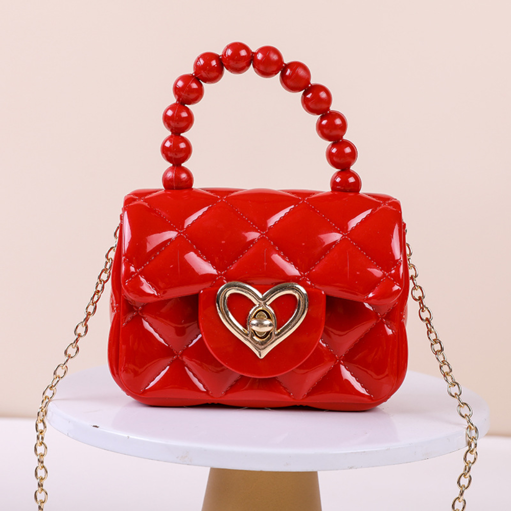 Nova bolsa de geléia, cor doce, ombro único crossbody mini corrente chave pérola saco de geléia de mão