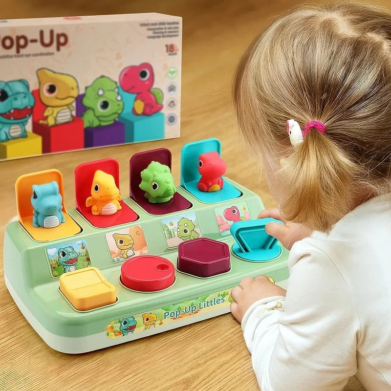 Jouets de développement mentaires oriel Montessori pour enfants, jouets de dinosaure pop-up, activité interactive, cadeau pour bébés