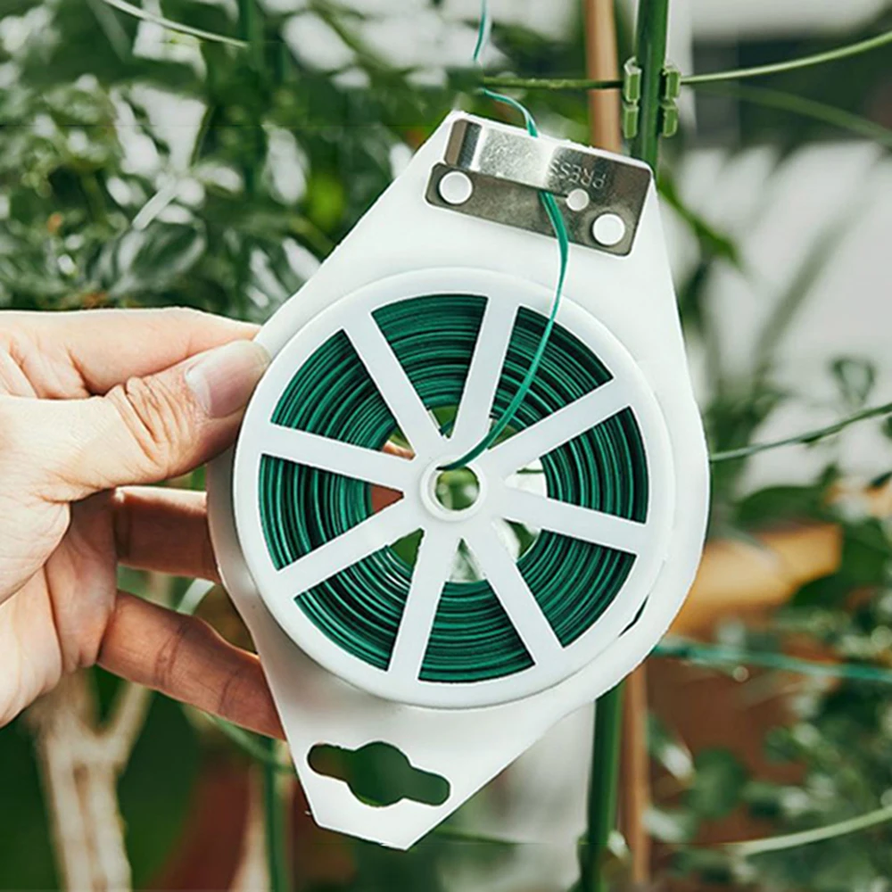 1 rollo de 100M, lazo giratorio de acero y plástico multifuncional, resistente y reutilizable, correa de soporte para plantas y flores de jardín