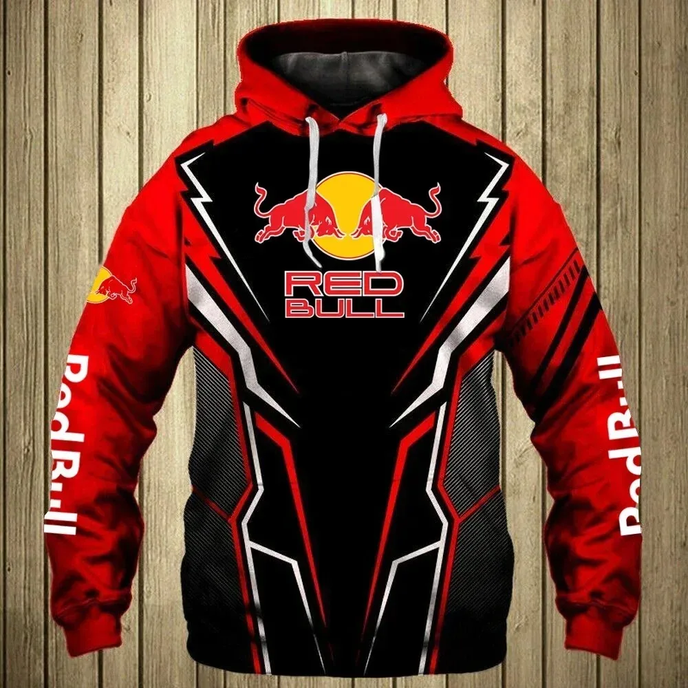 2025 nova primavera e outono Red Bull moletom com capuz moda de rua 3D impresso pulôver masculino roupas esportivas ao ar livre roupas de corrida